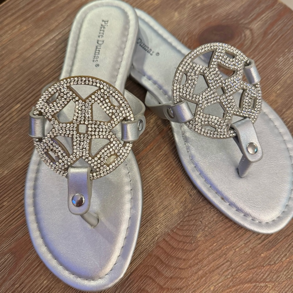 Pierre Dumas Silver Rhinestone Sandals
